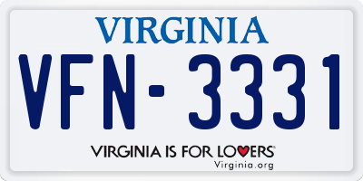 VA license plate VFN3331