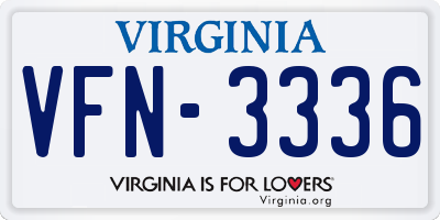 VA license plate VFN3336