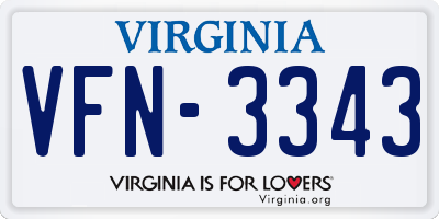 VA license plate VFN3343