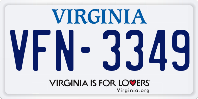 VA license plate VFN3349
