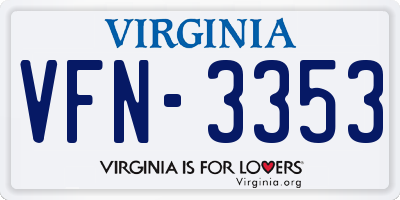 VA license plate VFN3353