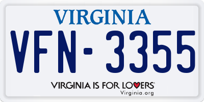 VA license plate VFN3355