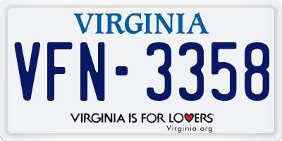 VA license plate VFN3358