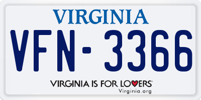 VA license plate VFN3366