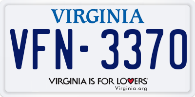 VA license plate VFN3370