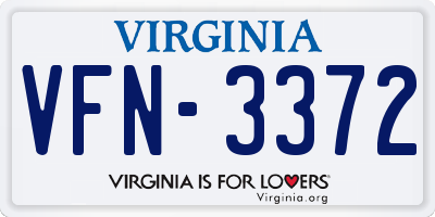 VA license plate VFN3372