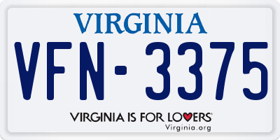 VA license plate VFN3375