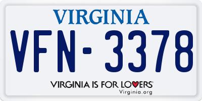 VA license plate VFN3378