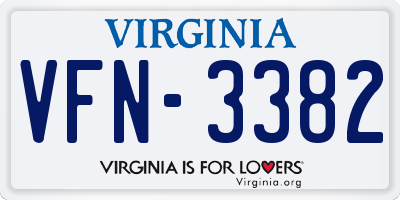 VA license plate VFN3382