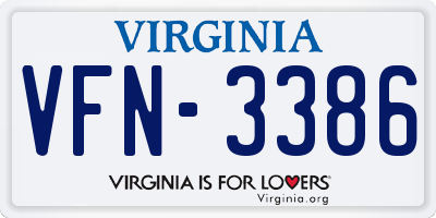 VA license plate VFN3386