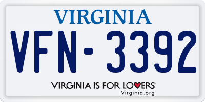 VA license plate VFN3392