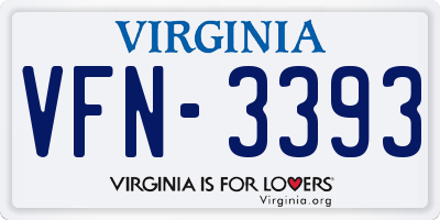 VA license plate VFN3393