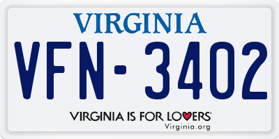VA license plate VFN3402