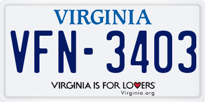 VA license plate VFN3403