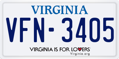 VA license plate VFN3405
