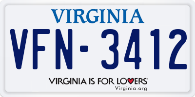 VA license plate VFN3412