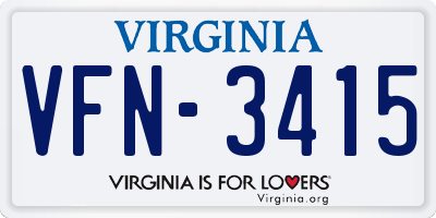 VA license plate VFN3415