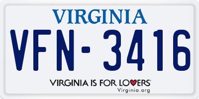 VA license plate VFN3416
