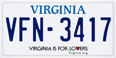 VA license plate VFN3417