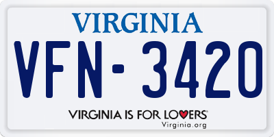 VA license plate VFN3420