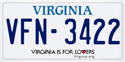 VA license plate VFN3422