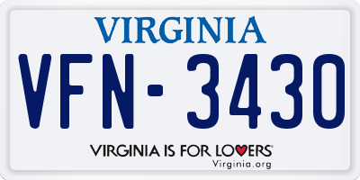 VA license plate VFN3430