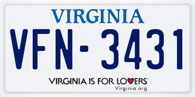 VA license plate VFN3431