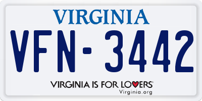 VA license plate VFN3442