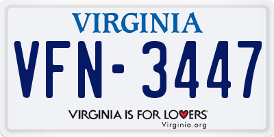 VA license plate VFN3447