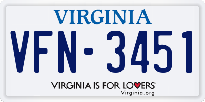 VA license plate VFN3451