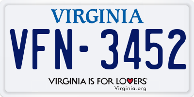 VA license plate VFN3452