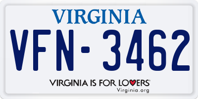 VA license plate VFN3462