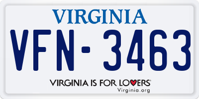 VA license plate VFN3463