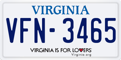 VA license plate VFN3465