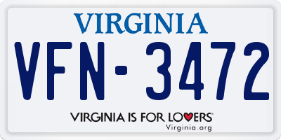 VA license plate VFN3472