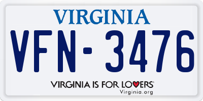 VA license plate VFN3476