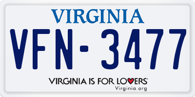 VA license plate VFN3477
