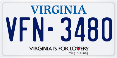 VA license plate VFN3480