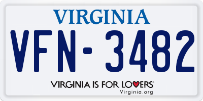 VA license plate VFN3482