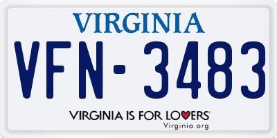 VA license plate VFN3483