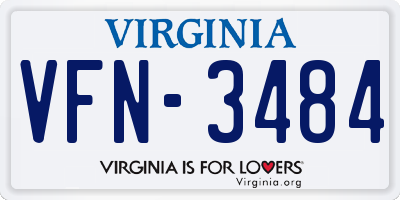 VA license plate VFN3484