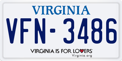 VA license plate VFN3486