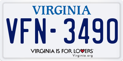 VA license plate VFN3490