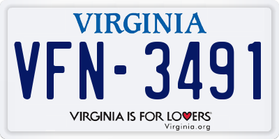 VA license plate VFN3491