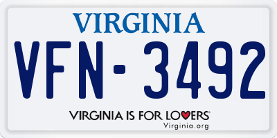 VA license plate VFN3492