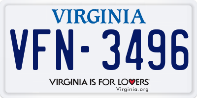 VA license plate VFN3496