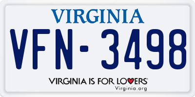 VA license plate VFN3498