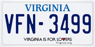 VA license plate VFN3499