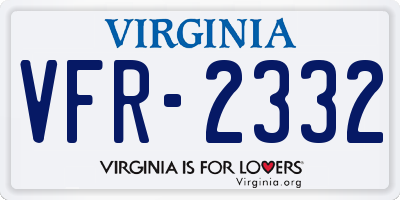 VA license plate VFR2332
