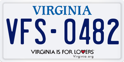 VA license plate VFS0482